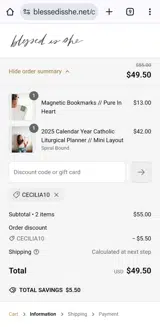 Blessed Is She coupon verification screenshot