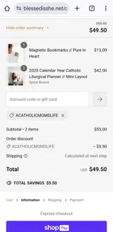 Blessed Is She coupon verification screenshot