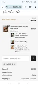 Blessed Is She coupon verification screenshot