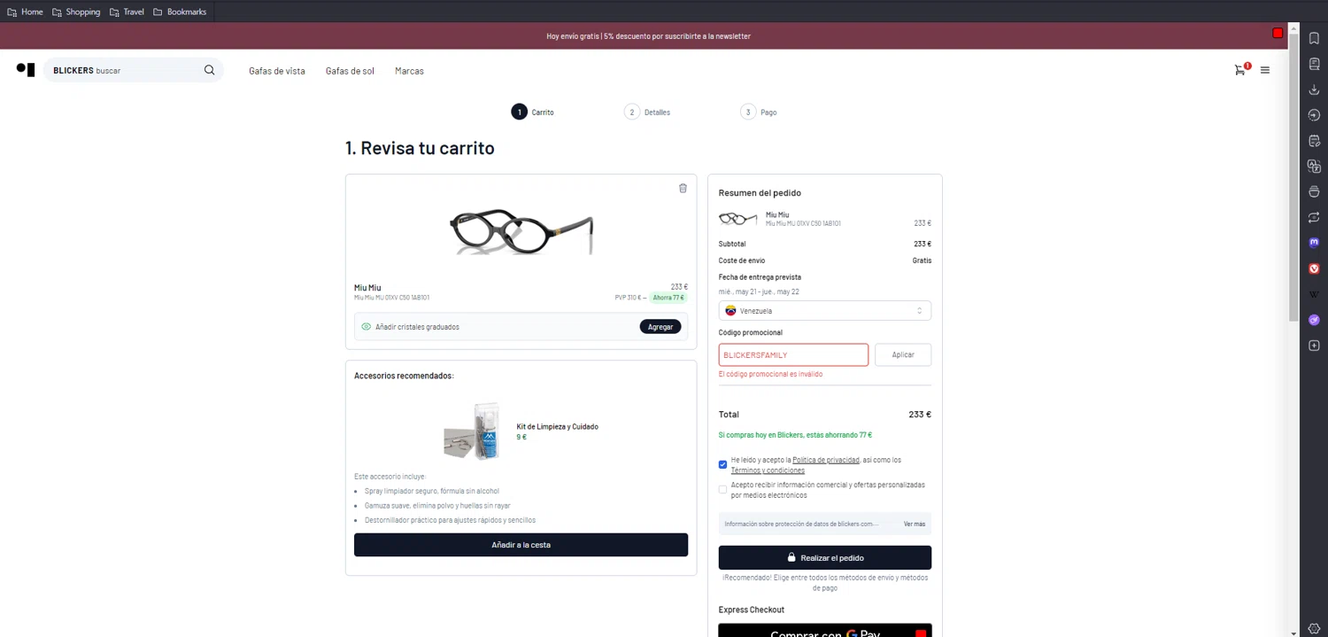 Blickers discount code screenshot showing code BLICKERSFAMILY applied at Blickers checkout page. Uploaded by SimplyCodes community member kaiser2 on May 16, 2025