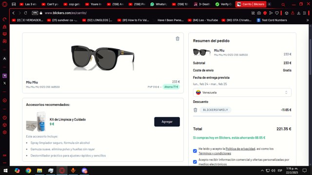 Blickers checkout page showing Blickers discount code box | Screenshot taken by SimplyCodes community member on Feb 22, 2025