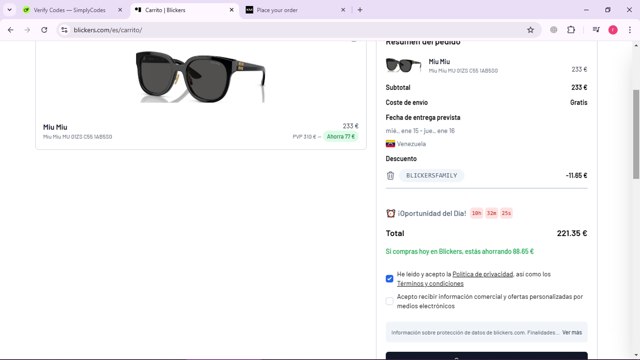 Blickers checkout page showing Blickers discount code box | Screenshot taken by SimplyCodes community member on Jan 14, 2025