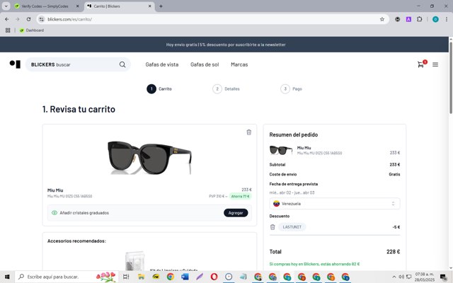 Blickers checkout page showing Blickers discount code box | Screenshot taken by SimplyCodes community member on Mar 28, 2025