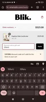 Blik coupon verification screenshot