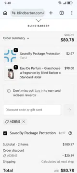 Blind Barber coupon verification screenshot