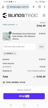 MOM10 coupon verification screenshot