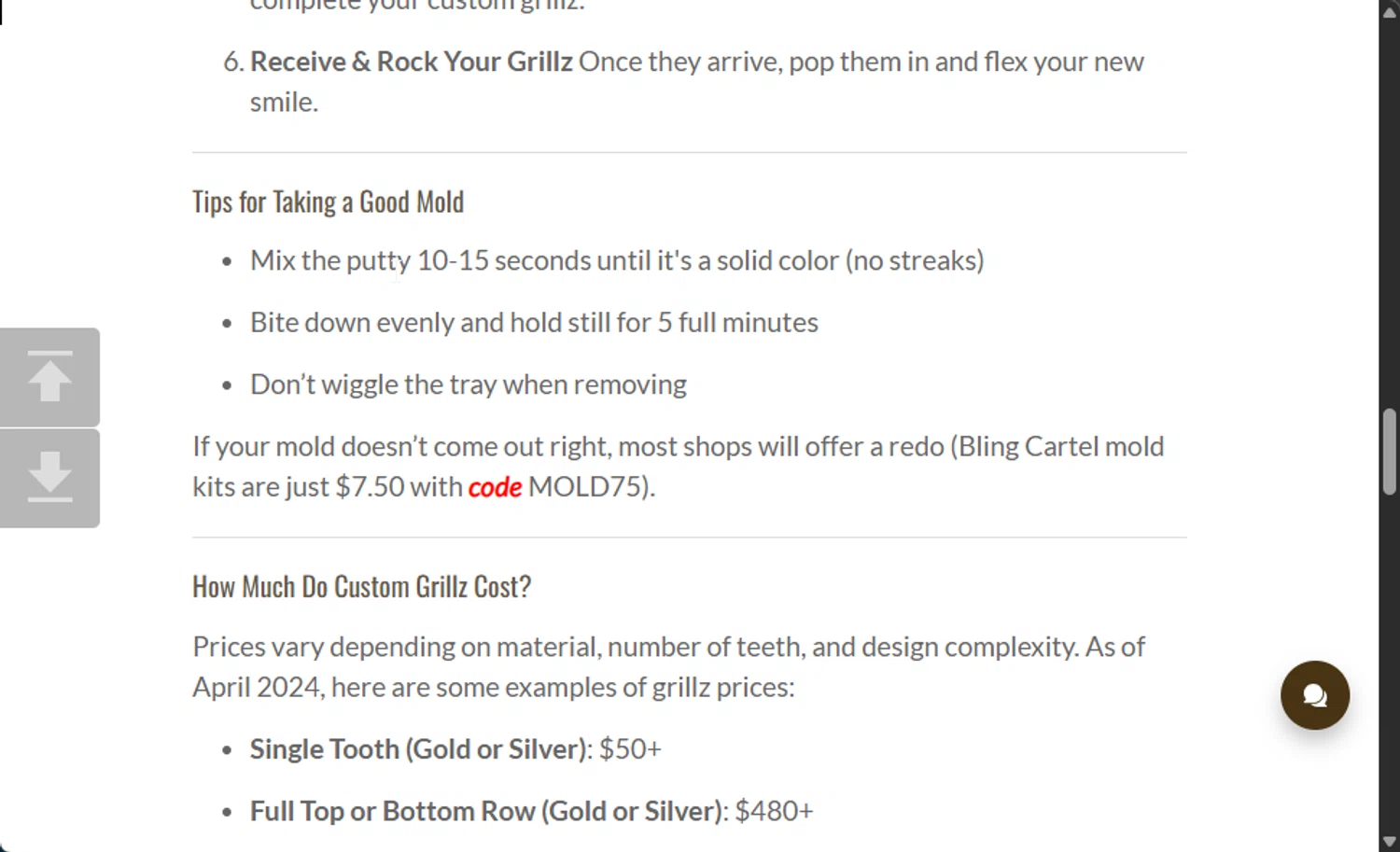 Bling Cartel discount code screenshot showing code MOLD75 applied at Bling Cartel checkout page. Uploaded by SimplyCodes community member 111111 on Nov 15, 2025