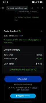 Blinn College Buccaneers coupon verification screenshot