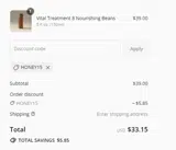 HONEY15 coupon verification screenshot