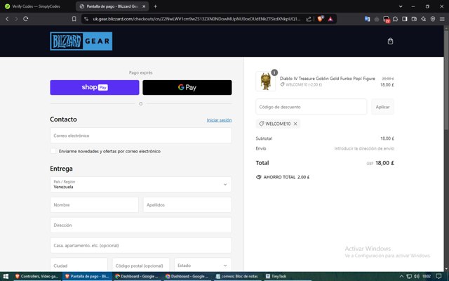 Blizzard Gear Store checkout page showing Blizzard Gear Store discount code box | Screenshot taken by SimplyCodes community member on Feb 23, 2025