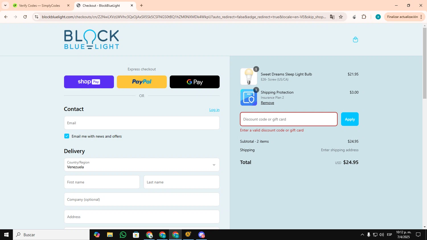 BlockBlueLight Eyewear promo code screenshot showing code SIMPLYCODES applied at BlockBlueLight Eyewear checkout page. Uploaded by SimplyCodes community member CouponSage4959 on Apr 8, 2025