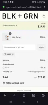 Bg10 coupon verification screenshot