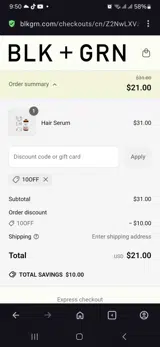 10off coupon verification screenshot