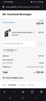 Tiktok20 coupon verification screenshot