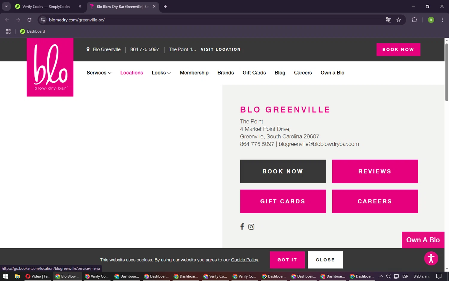 Blo Blow Dry Bar checkout page showing Blo Blow Dry Bar promo code box | Screenshot taken by SimplyCodes community member on Mar 11, 2025