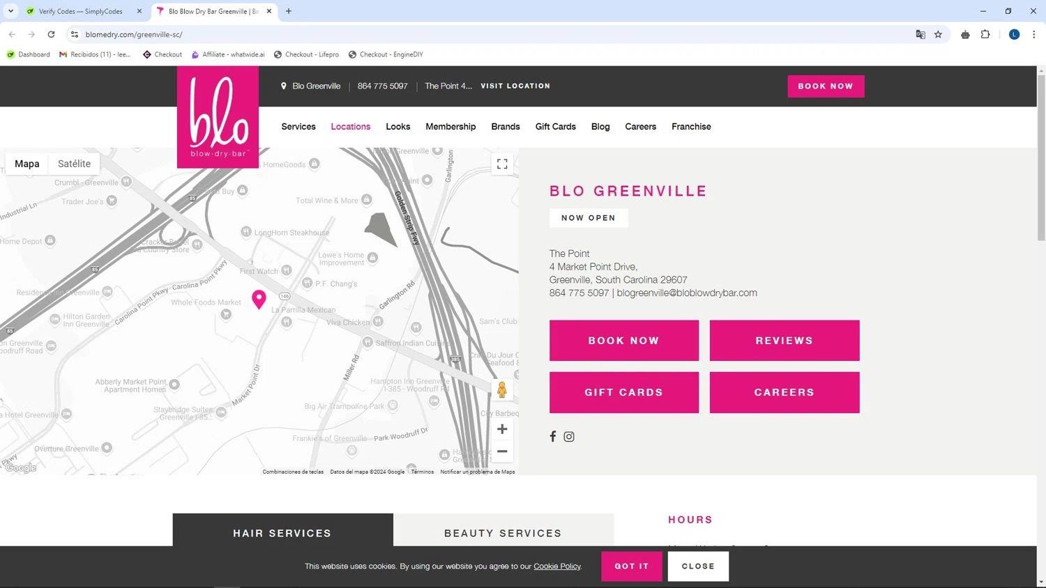 Blo Blow Dry Bar checkout page showing Blo Blow Dry Bar promo code box | Screenshot taken by SimplyCodes community member on Sep 7, 2024