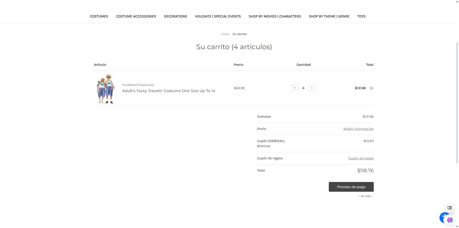 Blockbuster Costumes checkout page showing Blockbuster Costumes promo code box | Screenshot taken by SimplyCodes community member on Jul 10, 2024