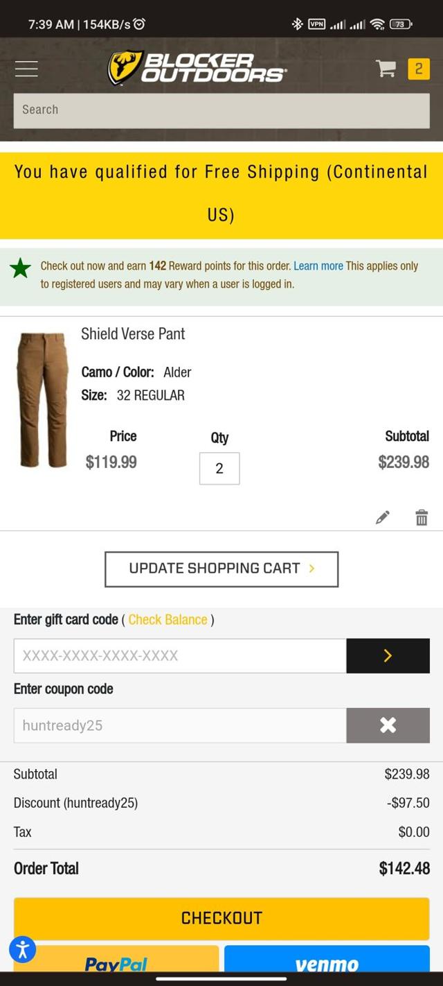 Blocker Outdoors checkout page showing Blocker Outdoors coupon code box | Screenshot taken by SimplyCodes community member on Oct 2, 2023