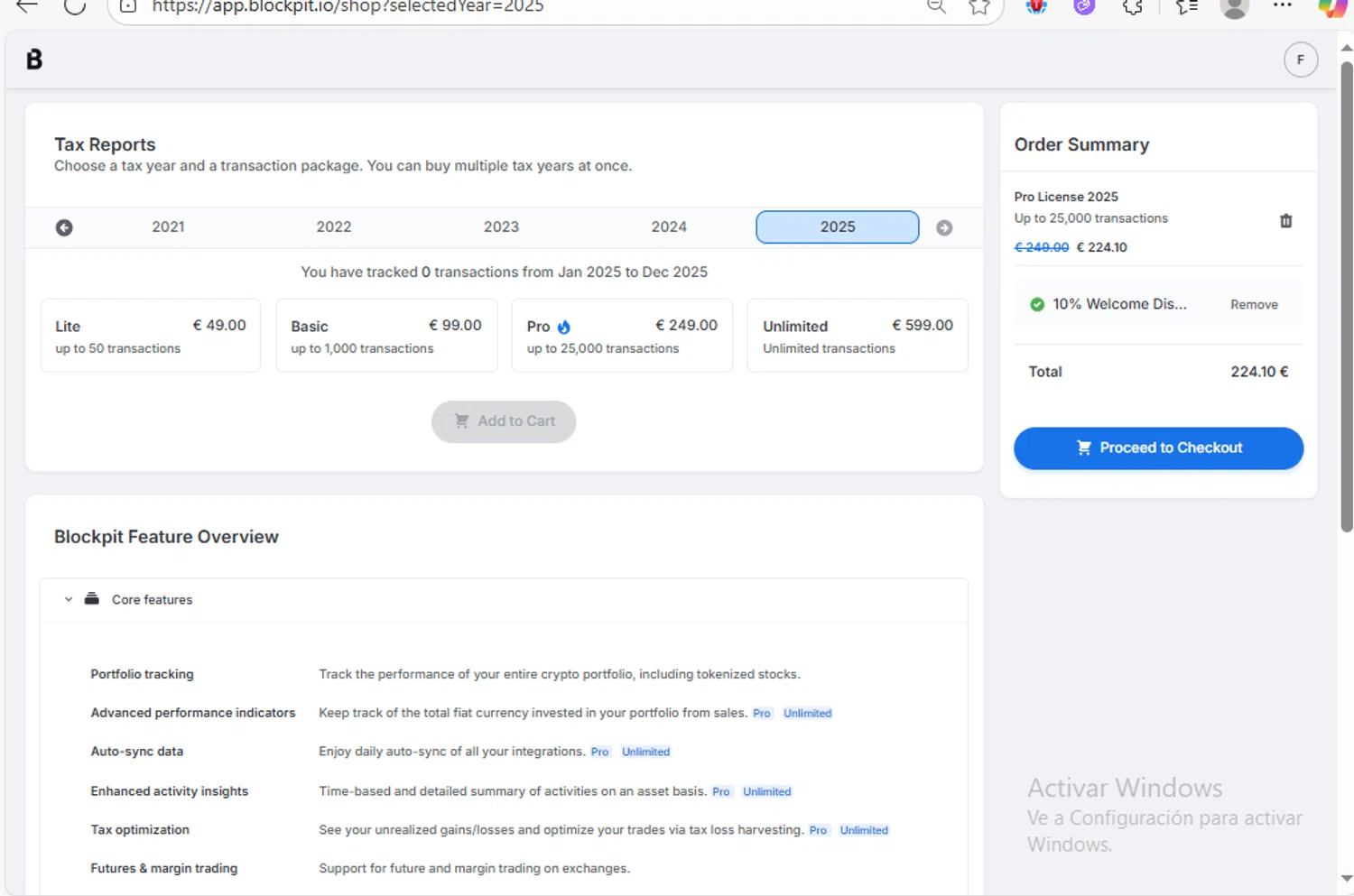 Blockpit promo code screenshot showing code PRO10WELCOME applied at Blockpit checkout page. Uploaded by SimplyCodes community member Franco20 on Aug 27, 2025
