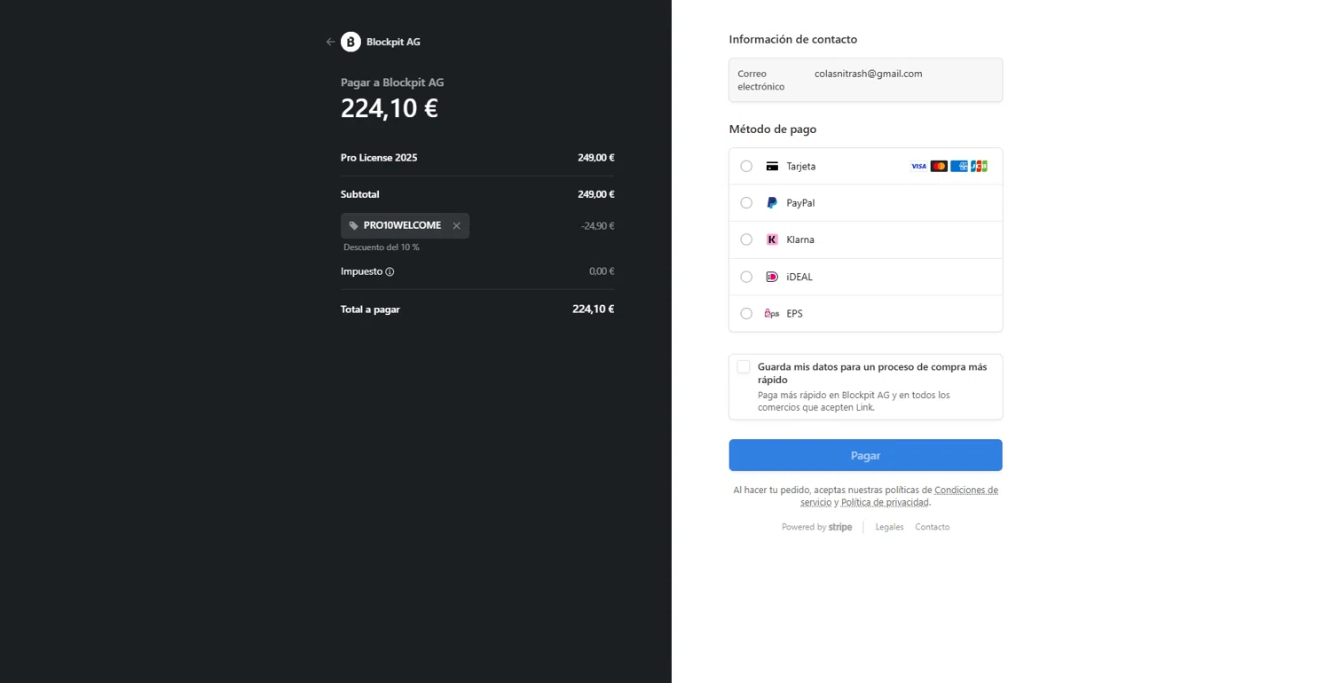 Blockpit checkout page showing Blockpit promo code box | Screenshot taken by SimplyCodes community member on Jul 17, 2025