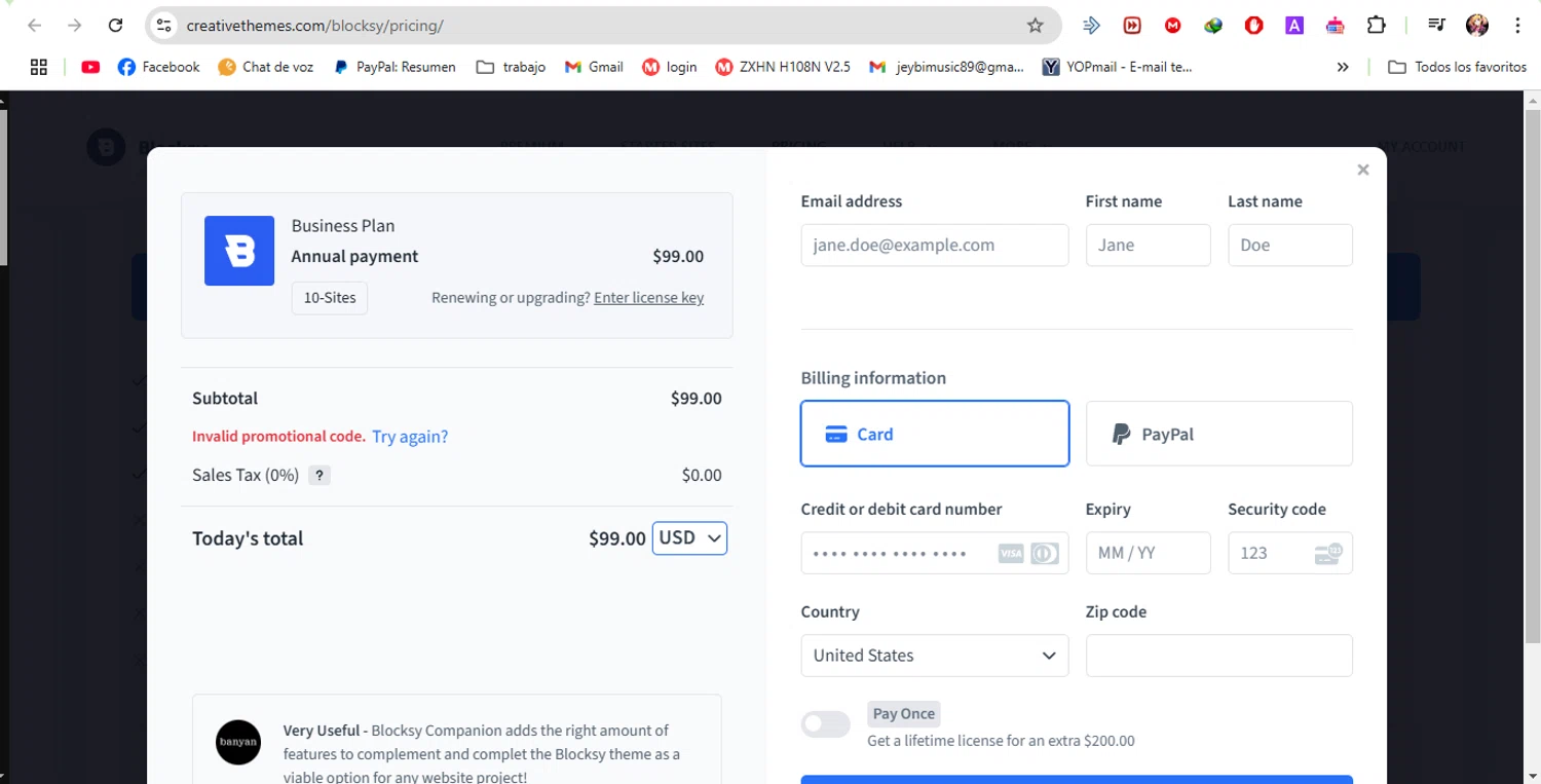 Blocksy promo code screenshot showing code Leen10 applied at Blocksy checkout page. Uploaded by SimplyCodes community member luislopez669902715 on Feb 20, 2025