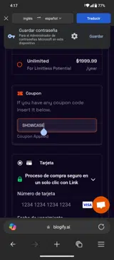 SHOWCASE coupon verification screenshot