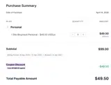 BCFMBV25 coupon verification screenshot