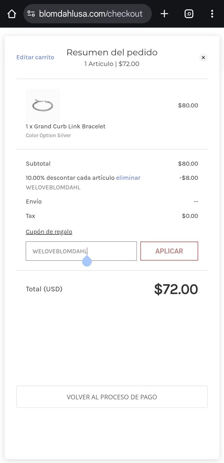 Blomdahl USA promo code screenshot showing code WELOVEBLOMDAHL applied at Blomdahl USA checkout page. Uploaded by SimplyCodes community member KataldoMustafack on Jun 16, 2025