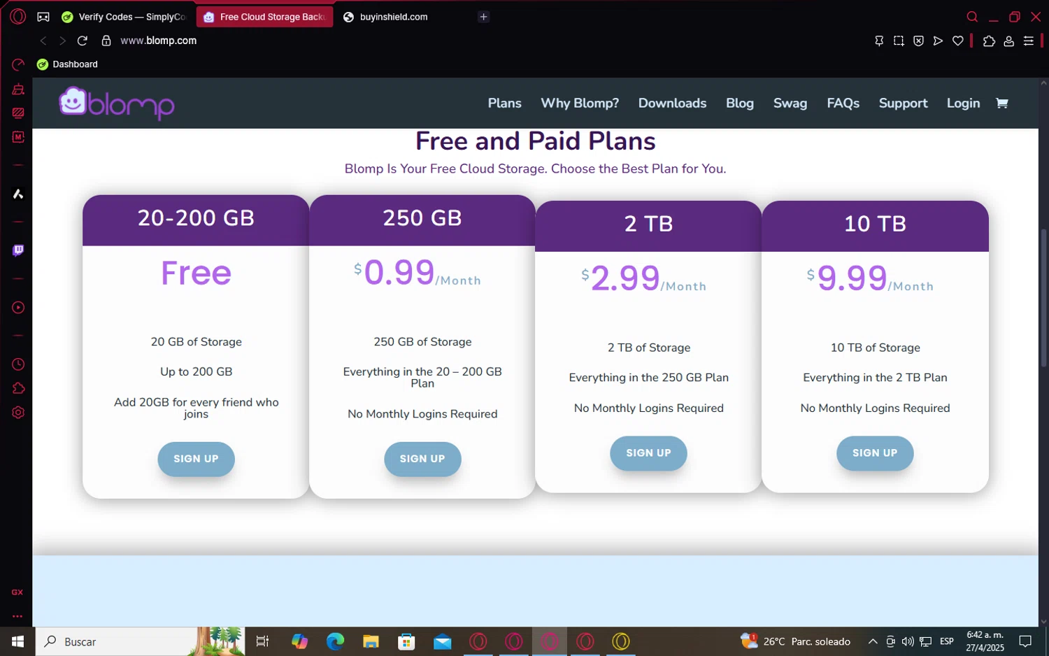 Blomp promo code screenshot showing code EXTRA20 applied at Blomp checkout page. Uploaded by SimplyCodes community member VictoriousFalcon1812 on Apr 27, 2025