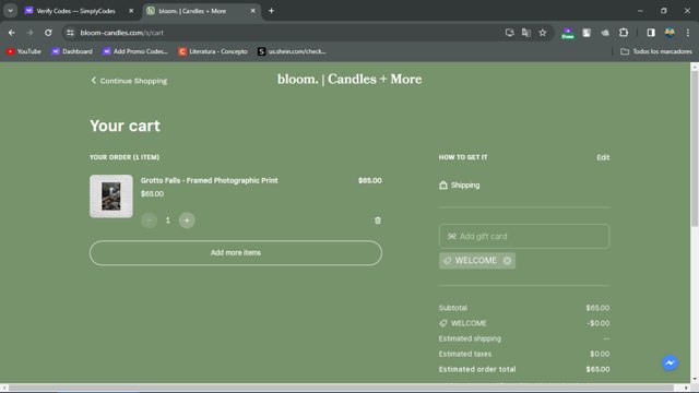 bloom. checkout page showing bloom. discount code box | Screenshot taken by SimplyCodes community member on Jan 5, 2024