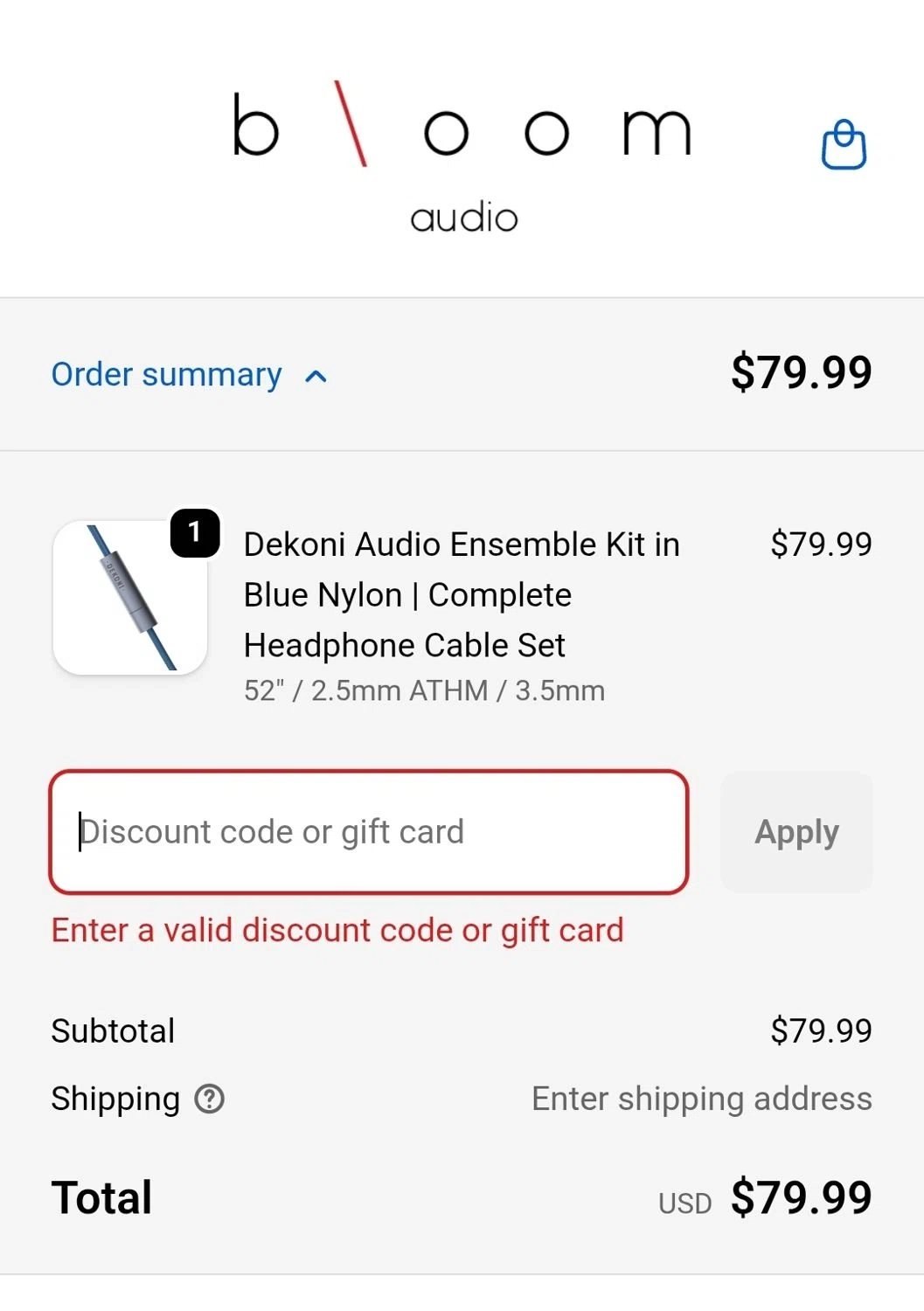 Bloom Audio discount code screenshot showing code DAY5-ENSEMBLE applied at Bloom Audio checkout page. Uploaded by SimplyCodes community member WiseCaptain5299 on Dec 19, 2025