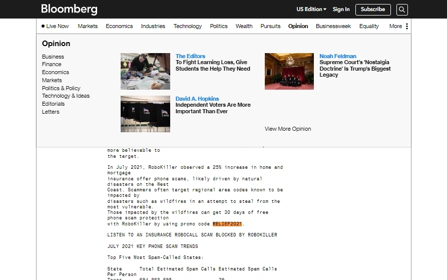 Bloomberg checkout page showing Bloomberg promo code box | Screenshot taken by SimplyCodes community member on Dec 27, 2022