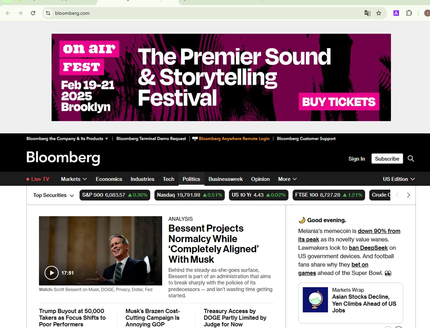 Bloomberg promo code screenshot showing code SPRING20 applied at Bloomberg checkout page. Uploaded by SimplyCodes community member EpicKnight6740 on Feb 7, 2025