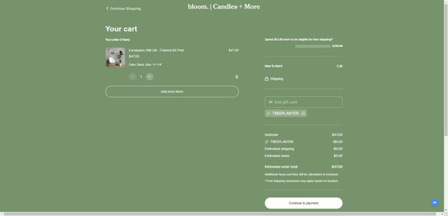 bloom. checkout page showing bloom. discount code box | Screenshot taken by SimplyCodes community member on May 11, 2025