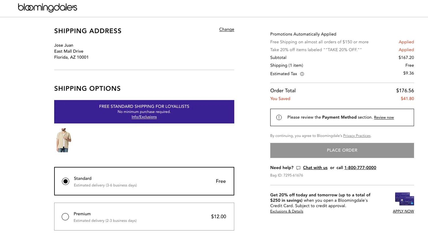 Bloomingdale's promo code screenshot showing code TAKE20 applied at Bloomingdale's checkout page. Uploaded by SimplyCodes community member ELOIN777 on Jul 11, 2025