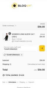 TEAMFORMAN20 coupon verification screenshot