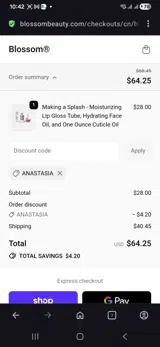 Anastasia coupon verification screenshot