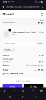 Kayla coupon verification screenshot