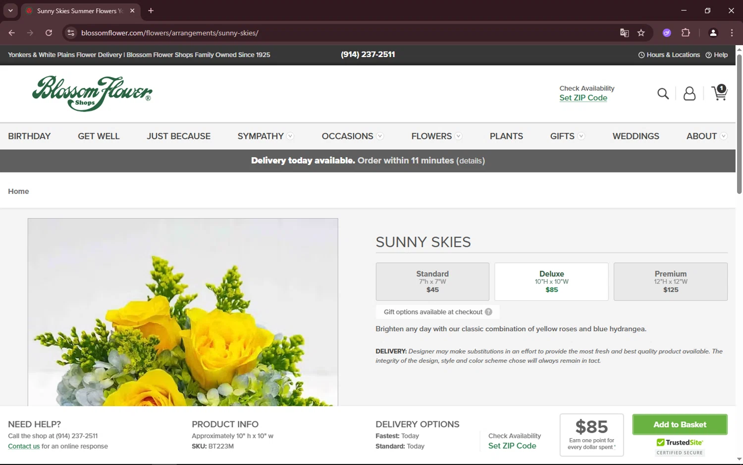 Blossom Flower promo code screenshot showing code SAVE5 applied at Blossom Flower checkout page. Uploaded by SimplyCodes community member Makunouchi on Jul 29, 2025
