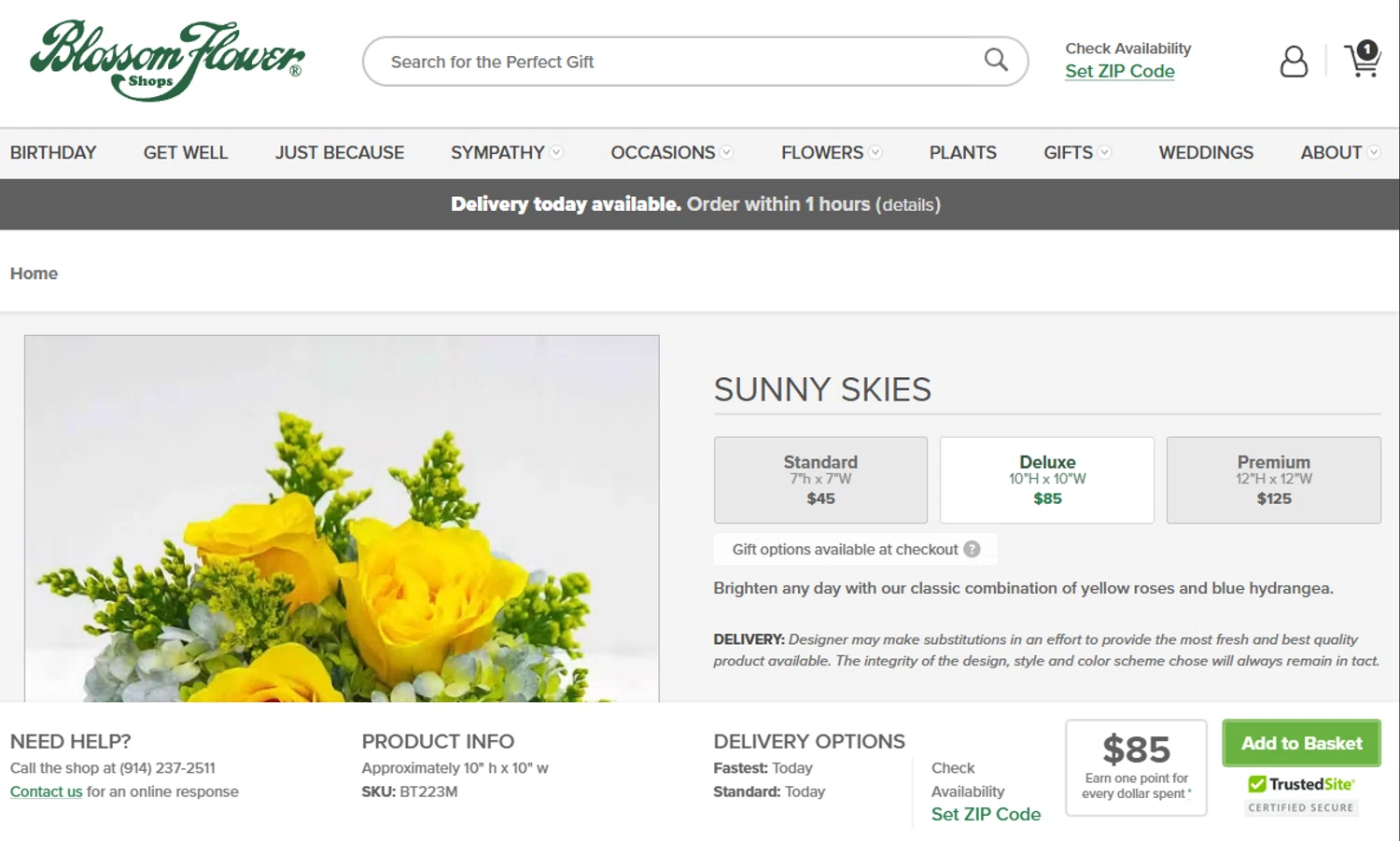 Blossom Flower promo code screenshot showing code SAVE5 applied at Blossom Flower checkout page. Uploaded by SimplyCodes community member lmarin10 on May 15, 2025