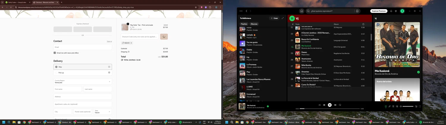 Blossom & Pear promo code screenshot showing code KOA10 applied at Blossom & Pear checkout page. Uploaded by SimplyCodes community member GloriousPioneer2942 on Nov 9, 2025