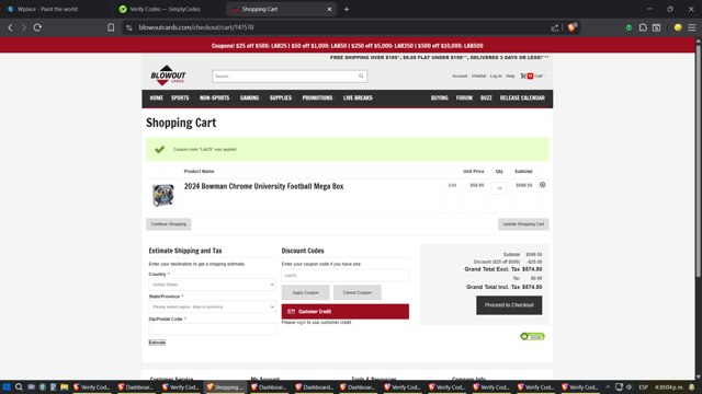 Blowout Cards checkout page showing Blowout Cards coupon code box | Screenshot taken by SimplyCodes community member on Aug 29, 2025