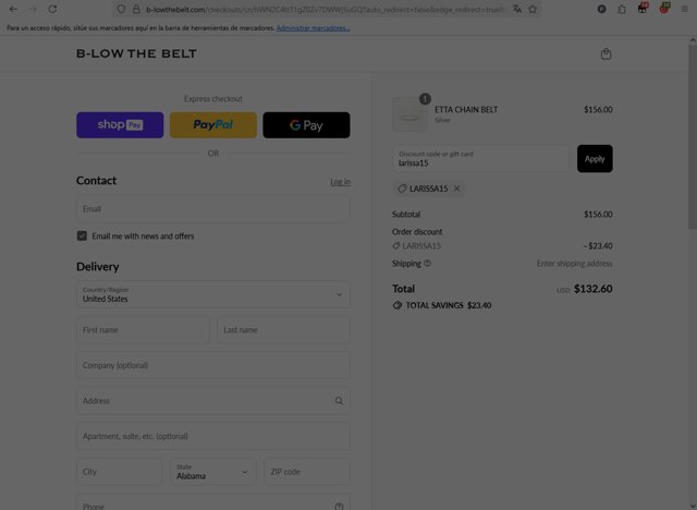 B-Low The Belt checkout page showing B-Low The Belt discount code box | Screenshot taken by SimplyCodes community member on Aug 25, 2025