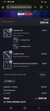 DARE coupon verification screenshot