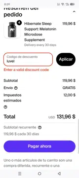 luvel coupon verification screenshot