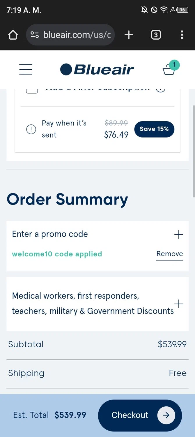 Blueair teacher discount discount