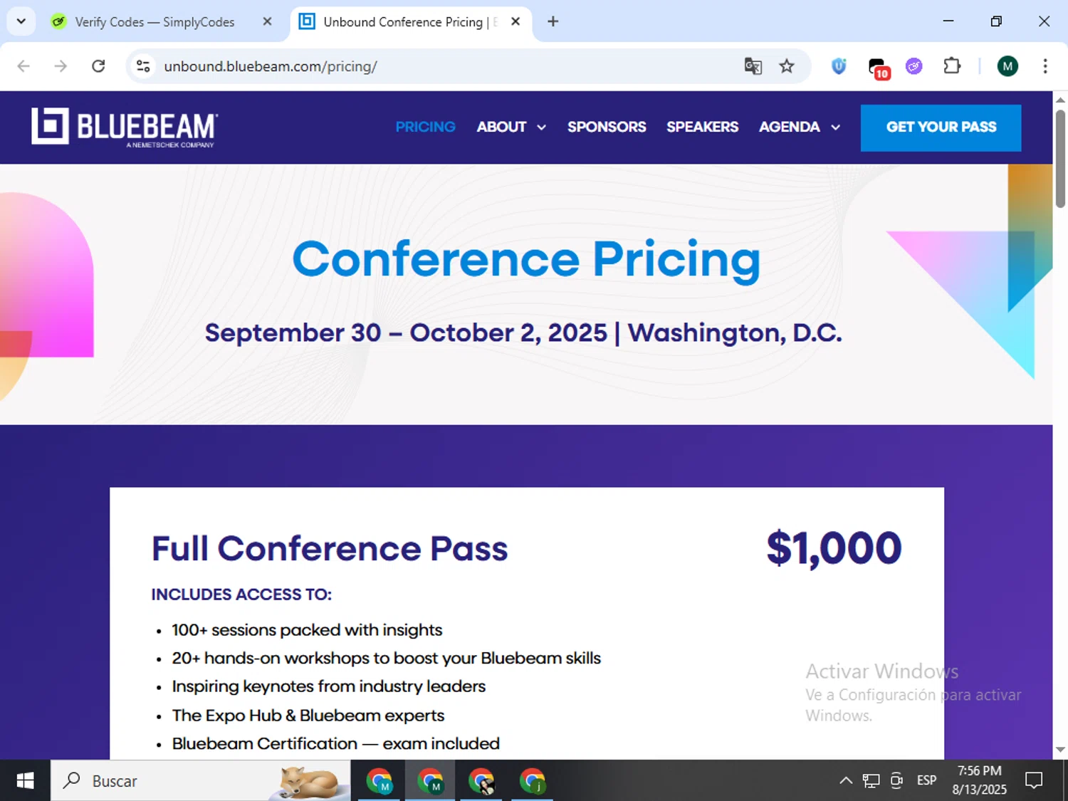 Bluebeam Revu promo code screenshot showing code UNBOUNDHAILEY applied at Bluebeam Revu checkout page. Uploaded by SimplyCodes community member Jorgeluisvera on Aug 13, 2025