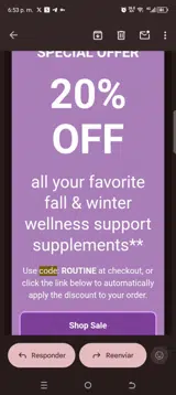 ROUTINE coupon verification screenshot