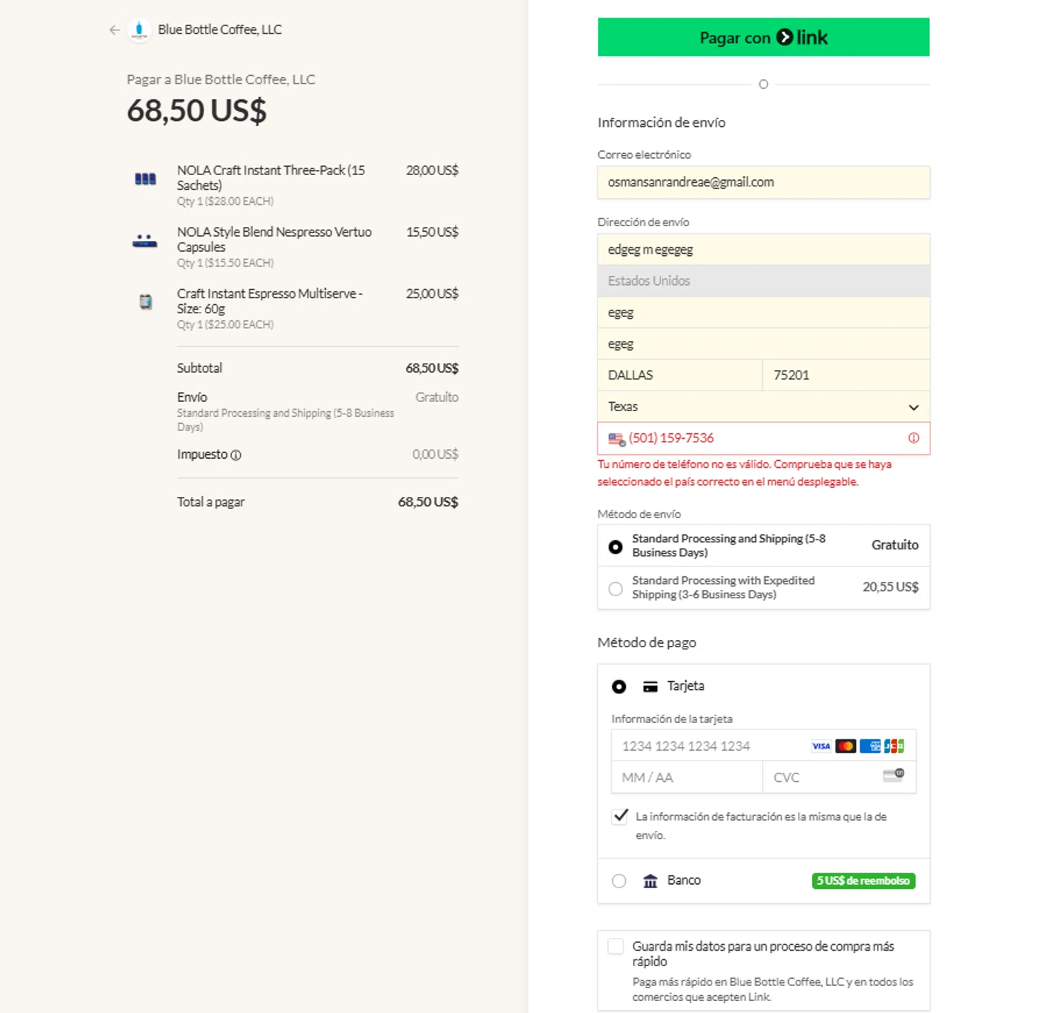 Blue Bottle Coffee coupon code screenshot showing code WELCOME applied at Blue Bottle Coffee checkout page. Uploaded by SimplyCodes community member Noah19 on Jun 24, 2025