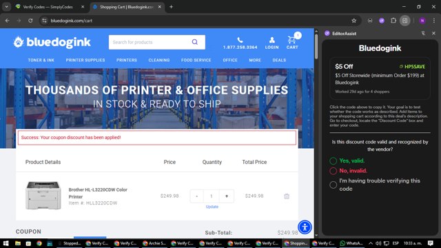 Bluedogink checkout page showing Bluedogink coupon code box | Screenshot taken by SimplyCodes community member on Jul 18, 2025